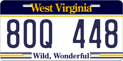WV license plate 8OQ448