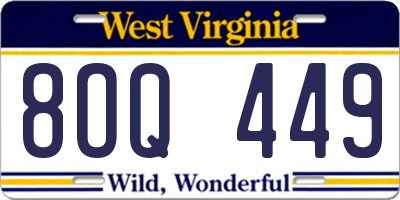 WV license plate 8OQ449