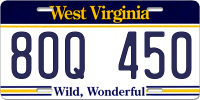 WV license plate 8OQ450