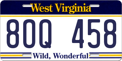 WV license plate 8OQ458