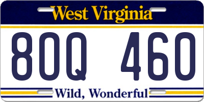 WV license plate 8OQ460