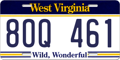 WV license plate 8OQ461