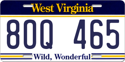 WV license plate 8OQ465
