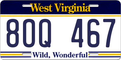 WV license plate 8OQ467