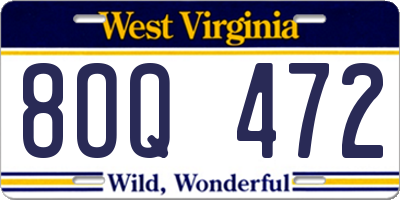 WV license plate 8OQ472