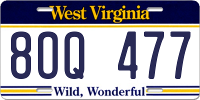 WV license plate 8OQ477