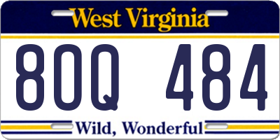 WV license plate 8OQ484