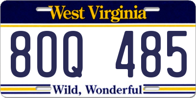 WV license plate 8OQ485