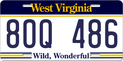 WV license plate 8OQ486