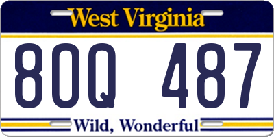 WV license plate 8OQ487