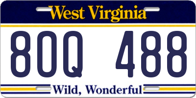 WV license plate 8OQ488