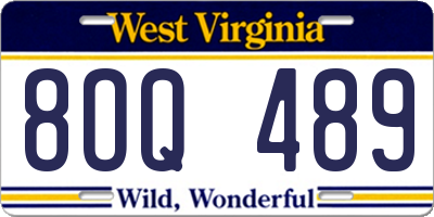 WV license plate 8OQ489