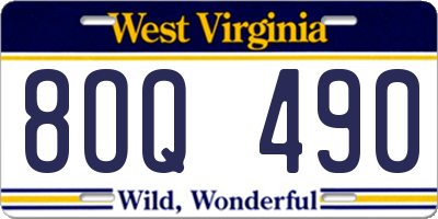 WV license plate 8OQ490