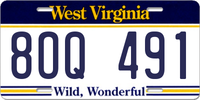 WV license plate 8OQ491