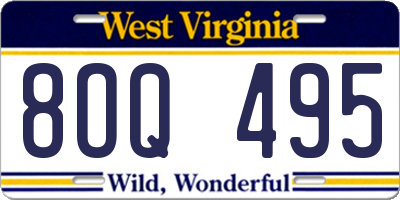 WV license plate 8OQ495
