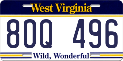 WV license plate 8OQ496