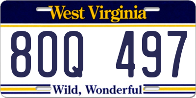 WV license plate 8OQ497