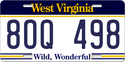 WV license plate 8OQ498