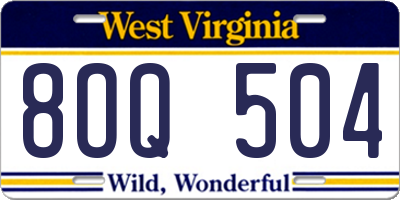 WV license plate 8OQ504