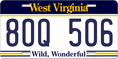 WV license plate 8OQ506