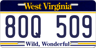 WV license plate 8OQ509