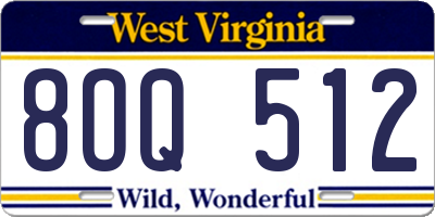 WV license plate 8OQ512