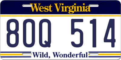 WV license plate 8OQ514