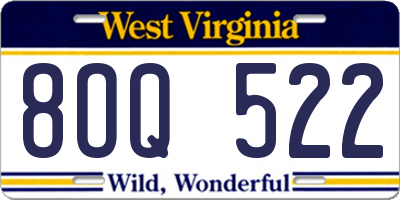 WV license plate 8OQ522