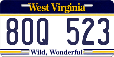 WV license plate 8OQ523