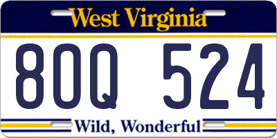 WV license plate 8OQ524