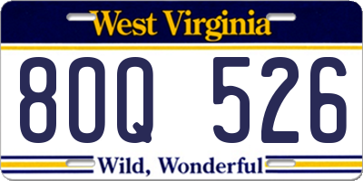 WV license plate 8OQ526