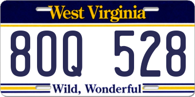 WV license plate 8OQ528