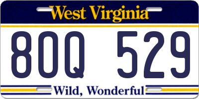 WV license plate 8OQ529