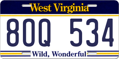 WV license plate 8OQ534