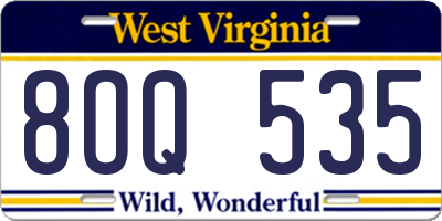 WV license plate 8OQ535