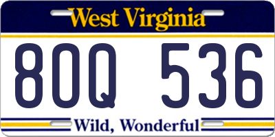 WV license plate 8OQ536