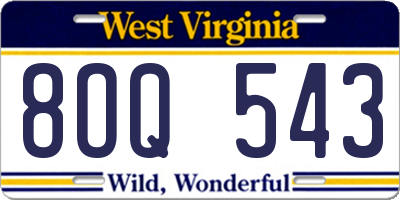 WV license plate 8OQ543