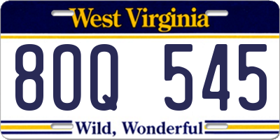 WV license plate 8OQ545