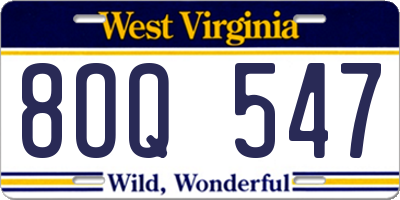 WV license plate 8OQ547