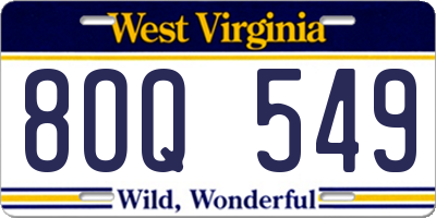 WV license plate 8OQ549