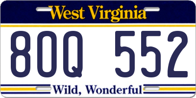 WV license plate 8OQ552