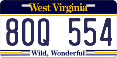 WV license plate 8OQ554