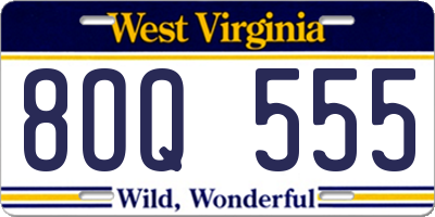 WV license plate 8OQ555