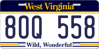 WV license plate 8OQ558