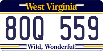 WV license plate 8OQ559