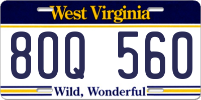 WV license plate 8OQ560