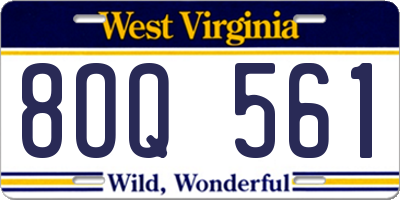 WV license plate 8OQ561