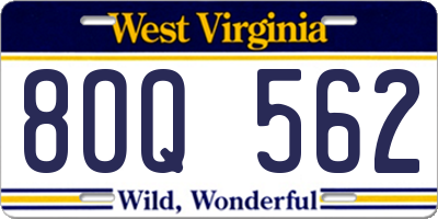 WV license plate 8OQ562