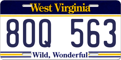WV license plate 8OQ563