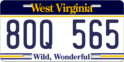 WV license plate 8OQ565